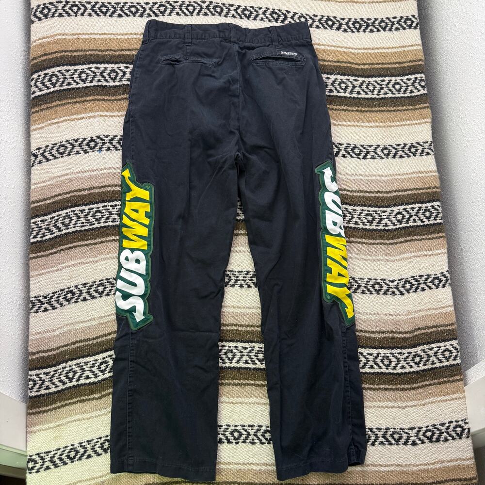 Men's Vintage 2000's Simpson Subway Black Double Sided Work Logo Pants 32 x 29